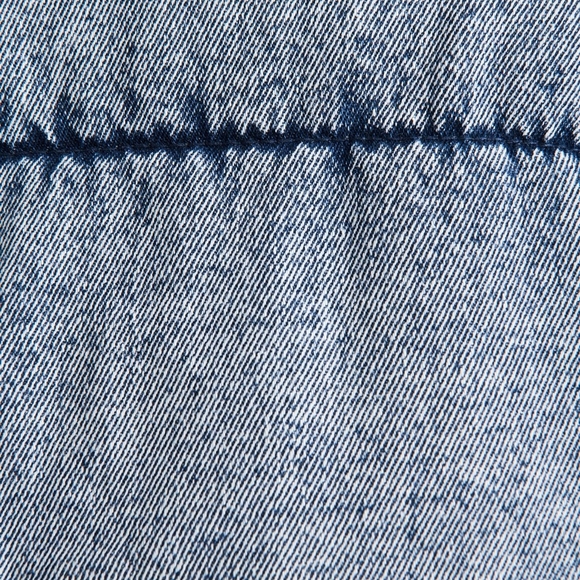 Women's Blue Denim Look Puffer Jacket - Picture 3 of 3